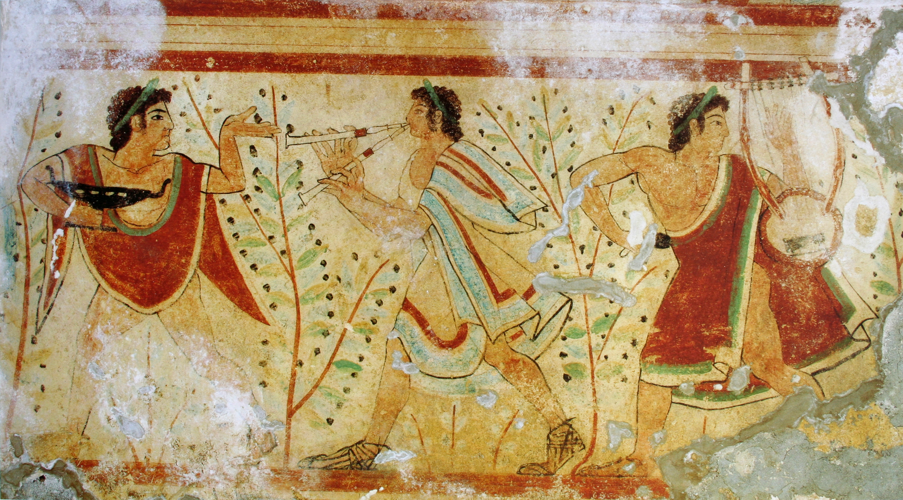 Danzatori e musici nella Tomba dei Leopardi a Tarquinia