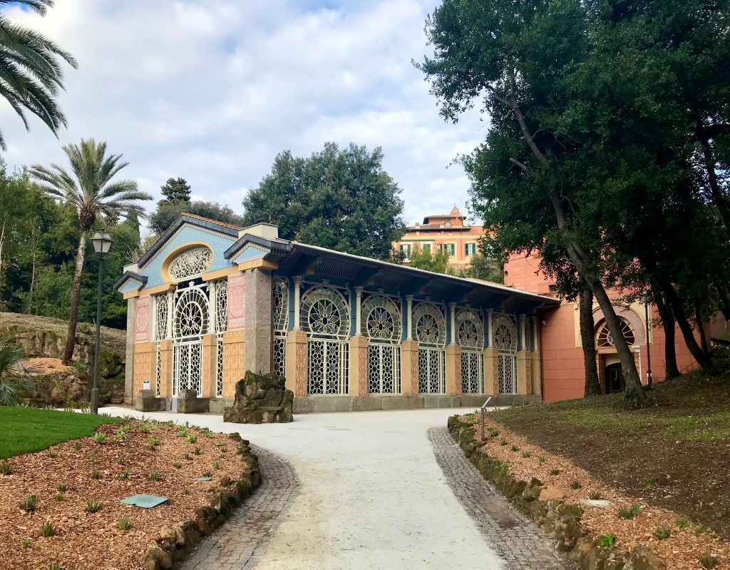 Torre Moresca nel complesso della Serra Moresca a Villa Torlonia